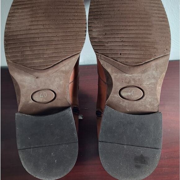 Bayer Double Monk Strap Leather Boot Shoes Men's 40/ US 7 Brown Side Zip Buckle - Picture 9 of 11